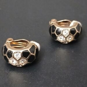 Elegant Black and Gold Hoop Earrings